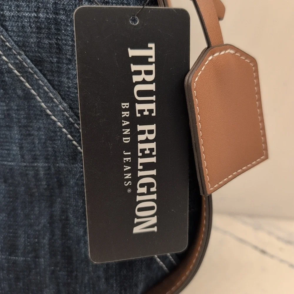 TRUE‎ RELIGION Blue Denim Crescent Shoulder Handbag Purse NWT